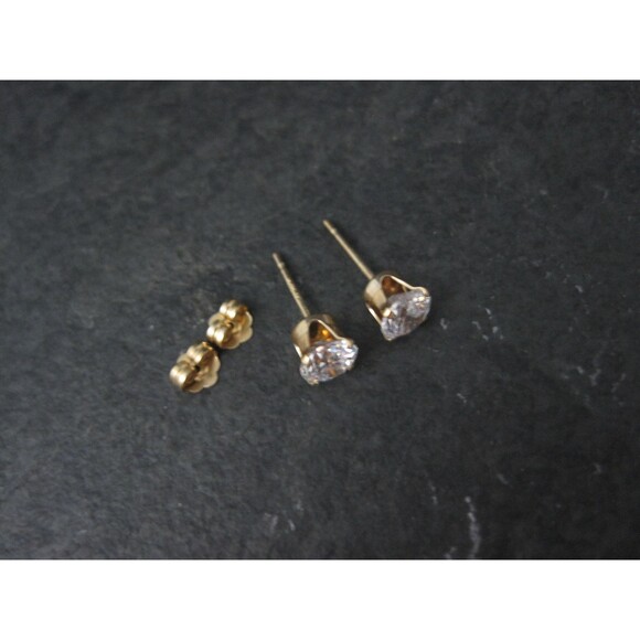 Vintage 5mm Cz Stud Earrings 14K Gold Filled New Old Stock - Picture 5 of 10